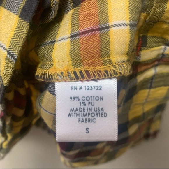 Xirena Oakley Yellow Plaid Long Sleeve Shirt Size Small Yellow Black Red - Picture 6 of 8